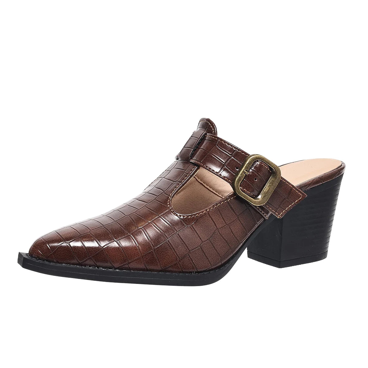 Cyflymder  Pointed Toe Designer Shoes Woman Women's Mules with 6.5cm High Heels Pumps Women Offers Summer Footwear Ladies Buckle Shoe