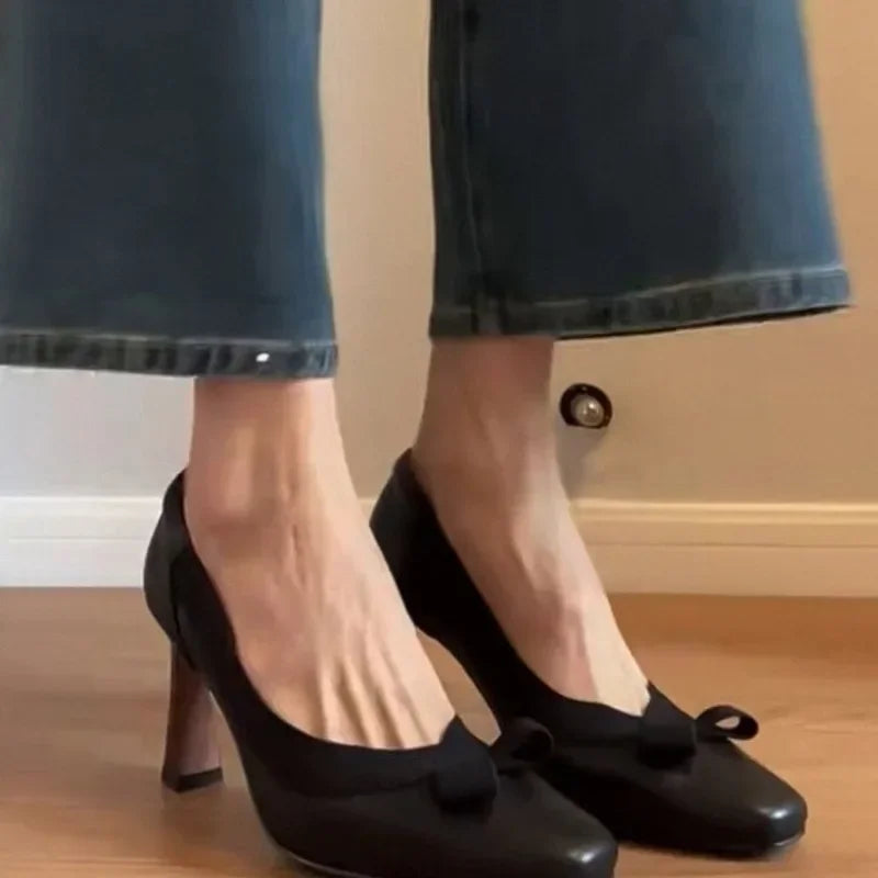 Cyflymder   New Women's Retro Round Toe Elegant High Heels Ladies Cross Straps Shallow Party Dress Shoes Women Pumps