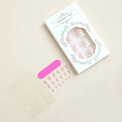 Cyflymder  French False Toe Nails White Edge Design Ins Simple Artificial Toe Nails Patch Wearable Removable Korean Press on Toenails 24pcs