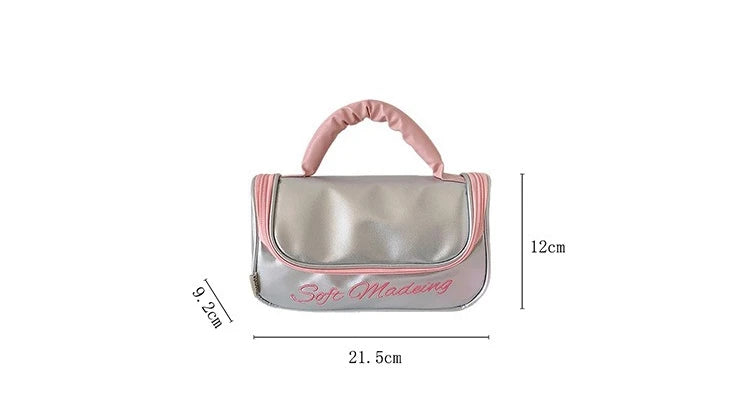 Cyflymder  Korean Fashion Casual Large Capacity Pencil Case PU Portable INS Solid Color Washing Make Up Statonery Bag Student Supplies