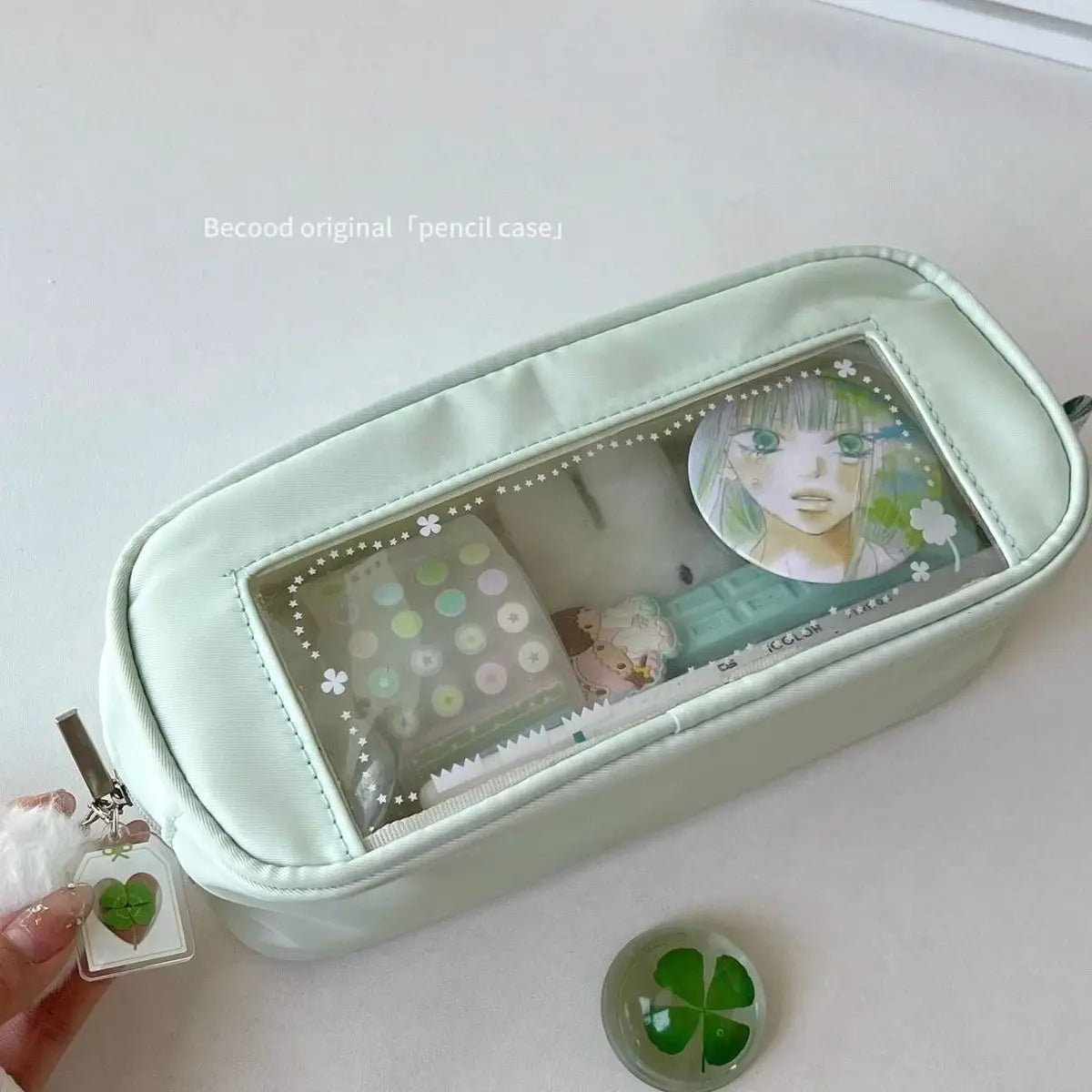 Cyflymder  Simplicity Korean Fashion Sweet Pencil Case for Kids Solid Color Cute Stationery Storage Large Capacity Pen Bag School Supplies