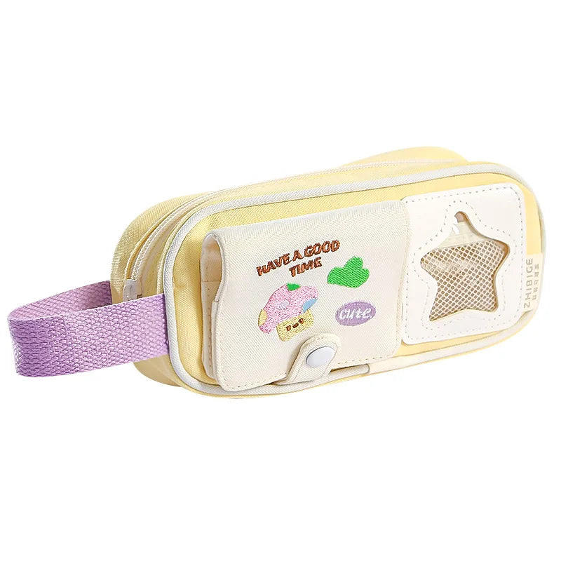 Cyflymder  New Kawaii Detachable Card Pen Organizer Large Capacity Pencil Case for School Ins Aesthetic Stationery Bag Back To School