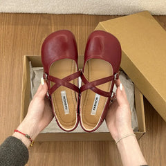 Cyflymder  Summer Flat Base Shoes Girl Relaxation Fashion Round Toe Mary Jane Women Patent Faux Leather Comfort Flat Base Shoes 76