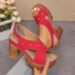 Cyflymder  Women's Summer Fashion Sandals Platform High Heel Outdoor Elegant Wedding Shoes Bridal Buckle Strap Sandals 7675