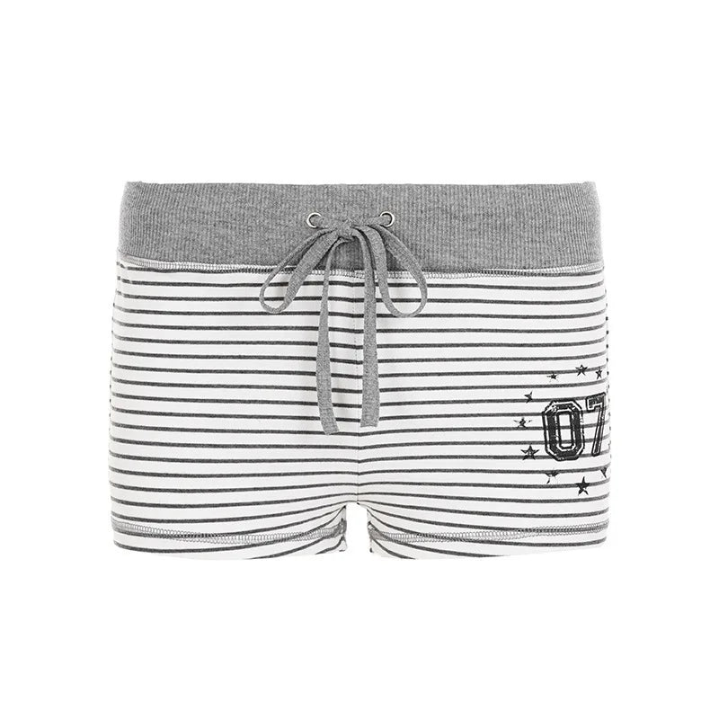 Cyflymder  Euramerican Casual Soft All Match Shorts Y2k Constrast Color Striped Summer Punk Hot Pant Harajuku High Street Lazy Punk Trouser