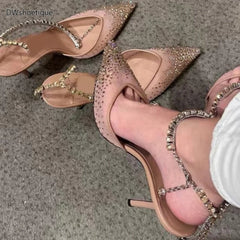 Cyflymder   Crystal mesh pointed toe women slingbacks fashion party shoes