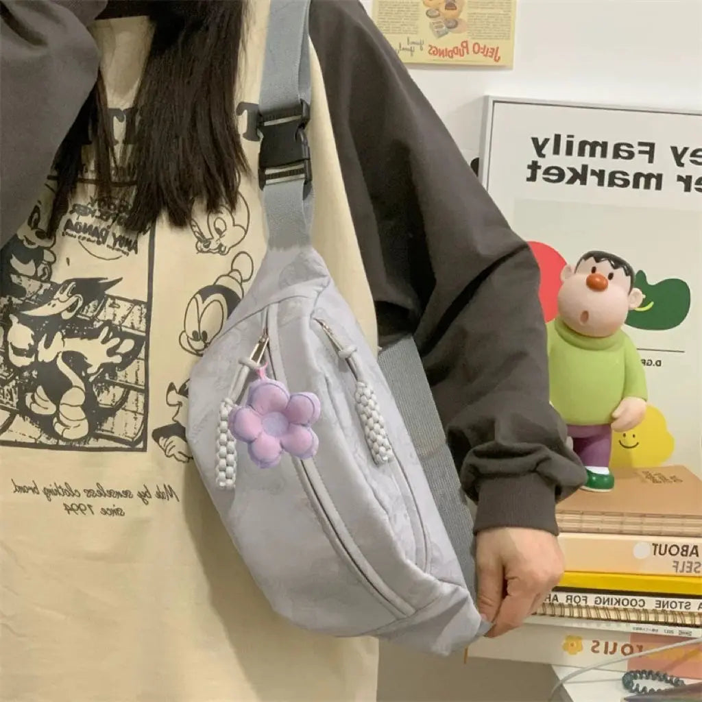 Cyflymder  Cute Little Bear Girl Student Chest Bag, Female Korean Edition Casual Crossbody Bag, Simple and Versatile Waist Bag