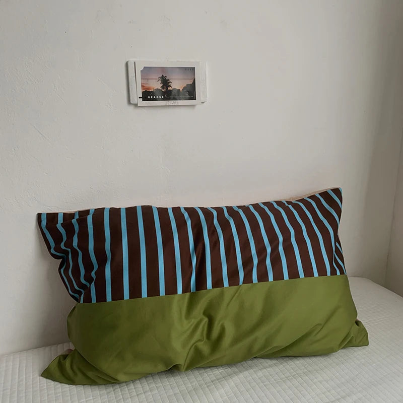 Cyflymder  Ins Green 100% Cotton Pillowcase 1pc Pillow Cover Bedding Decorative Pillow Case PillowCase Cover Nordic Sling cushion covers