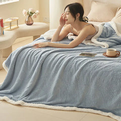Cyflymder  European 3D Carved Milk Velvet Winter Blanket Thickened Lamb Wool Blanket for Living Room Sofa Soft Warm Nap Quilt for Office