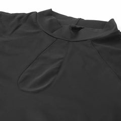 Cyflymder  Women's One-Piece Black Bodysuit Mesh Patchwork Long Sleeve Stand Collar Jumpsuit See-Through Sexy Tops Bottoming Undershirts