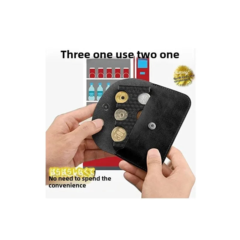 Cyflymder  Leather Coin Purse Square Coin Bag Storage Box Button Design Money Holder Wallet Organizer for Men And Women