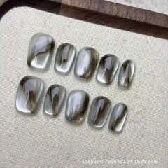 Cyflymder  10Pcs Cat Eye Square Handmade Press on Nails Blurred Fake Nails Wearable Stick-on Nails Full Cover False Nail Накладные Ногти