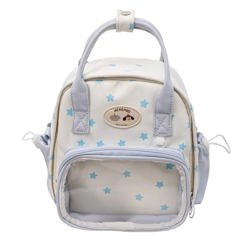 Cyflymder  Transparent Fashion Preppy Mini Backpacks Sweet Kawaii Star Print Ita Bags Y2k Aesthetic Students Casual Travel Schoolbags Women