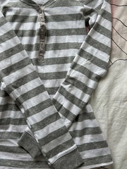 Cyflymder  Vintage Stripe T-shirt Slim Y2k Punk Goth Woman Clothes Button Crop Top Streetwear Harajuku Long Sleeves Fashion High Street 90s