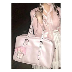 Cyflymder  Large Capacity Pink Bag Handbag Women Fashionable Pu Leather Pocket Y2k Shoulder Tote Bag Ladies College Style Bolsos De Mujer