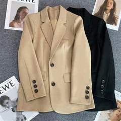 Cyflymder  Khaki suit Jacket Women's New Spring Autumn 2025 Small Fragrance Style Suit Blazer Jackets Female Office Casual Outwear Top