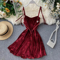 Cyflymder NEW YEAR DRESS TO IMPRESS Chic Fashion Sexy Straps Mini Dress Women High Waist Y2K Christmas Red Party Dress Korean Streetwear Autumn Vestidos