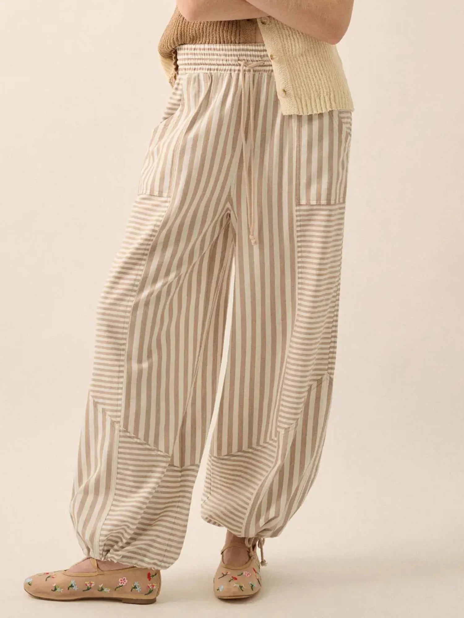 Cyflymder  Women s Floral Print High Waisted Palazzo Pants Lightweight Elastic Waist Wide Leg Trousers for Summer Beach Vacation