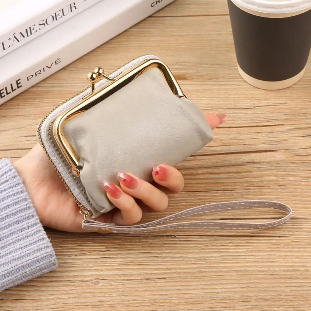 Cyflymder Women Short Wallets Female Short Hasp Coin Purses Ladies Portable PU Leather Money Bag Large Capacity Card Holders Clutch