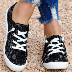 Cyflymder  Summer Lace Mesh Women Sneaker Breathable Lace-up Casual Shoes Plus Size 36 43 Lightweight Flat Sneakers