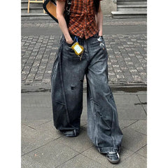 Cyflymder   Black Jeans Vintage High Waisted Cargo Jeans Women Straight Summer Casual Loose Big Size Wide Leg Denim Baggy Pants Y2K