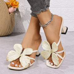 Cyflymder  Big Size 42 Butterfly Decor Flower Sandals Women Shoes fairy Outdoor Slipper High Heels Slides Party Sandals Daily Shoes