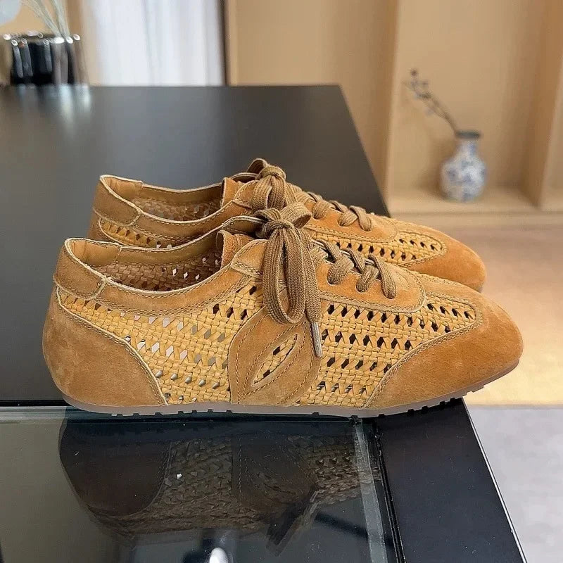 Cyflymder  Summer New Women's Soft Leather Breathable Sports Shoes Versatile Retro Style Casual EVA Insole Rubber Bottom Sneakers