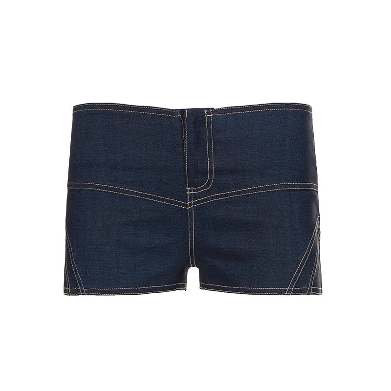 Cyflymder  Street Fashion Butterfly Decoration Imitation Denim Low Waist Shorts Women Slimming Summer All Match Micro Bottoms