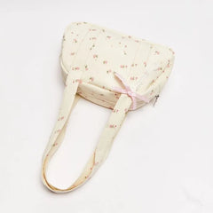 Cyflymder  Korean Sweet Cute Floral Shoulder Bag Women Canvas Large Capacity Underarm Bag Ladies Harajuku Gentle Casual Boston Bag Chic New