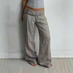 Cyflymder  Casual Euramerican Vintage High Waist Buttons Design Stright Pants Y2k Harajuku Wide Leg Trousers Punk American Lazy Pants