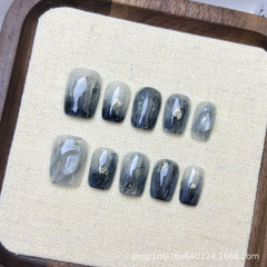 Cyflymder  10Pcs Cat Eye Square Handmade Press on Nails Blurred Fake Nails Wearable Stick-on Nails Full Cover False Nail Накладные Ногти