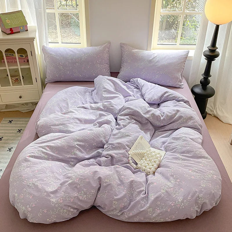 Cyflymder  Grade-A Double-Layer Yarn Pure Cotton Bedding Set Single Double High-Quality Bedsheet Kit Skin Friendly Ultra Soft Quilt Set