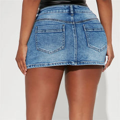 Cyflymder  Sexy Slim Button Splice High Waist Ultra Short Skirt Women Summer Wrap Hip Denim Half-body Dress Female Casual Trend Streetwear