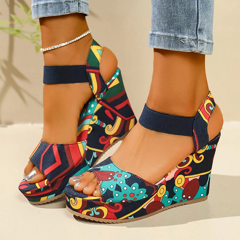 Cyflymder  Elegant Woman Heeled Shoes Summer Foreign Trade New Platform Platform Wedge Sandals Women'S Comfort Beach 54356