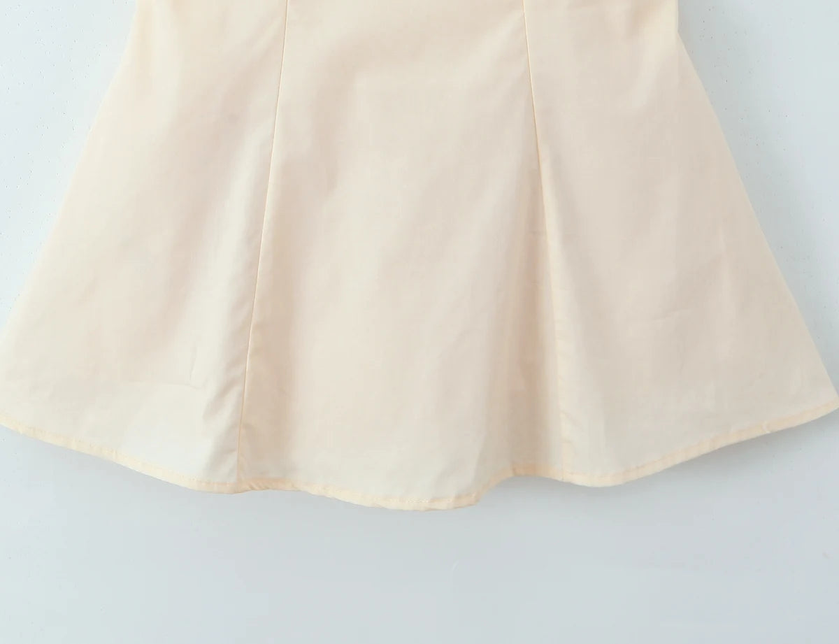 Cyflymder  Elegant Summer Beige Mini Dresses Women Sexy Strappy Cotton Ruffle Sleeveless Vocation Party Ladies Dress Vestidos New