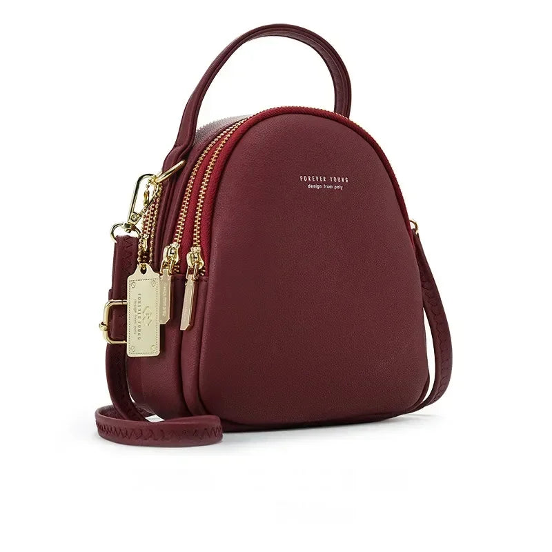 Cyflymder  Women's 3-Layer Soft Leather Backpack - Convertible Crossbody/Shoulder Bag, Compact Yet Spacious Stylish Design