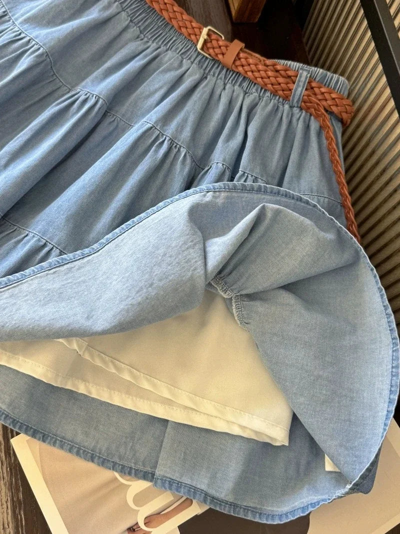 Cyflymder  Denim Skirt Women Vintage Streetwear Korean Fashion High Waist Skirt Harajuku Casual Mini Skirt 2025 Summer New