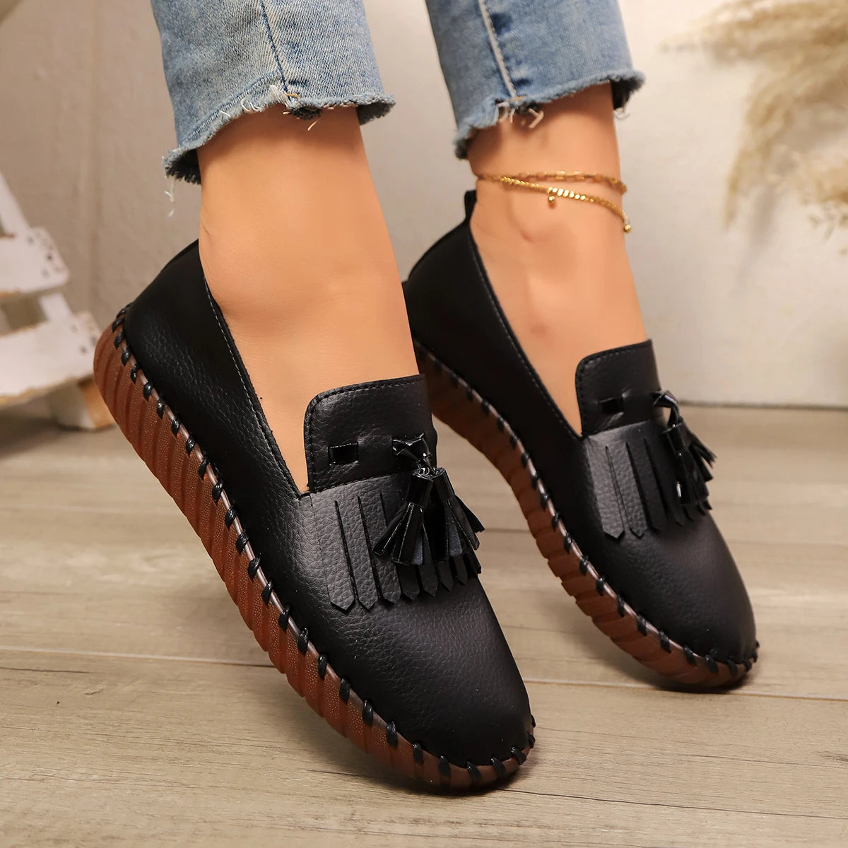 Cyflymder  Women's Round Head Lefu Shoes Summer Comfortable and Lightweight Lefu Shoes Suitable for Work Sports Flat Shoes