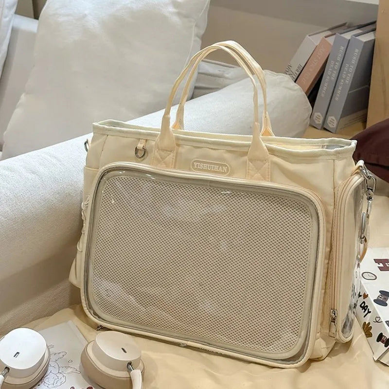 Cyflymder  Vintage Y2k Aesthetic Simple Shoulder Crossbody Bags All Match Trendy Transparent Ita Bag Ins Casual Backpack for Women Students