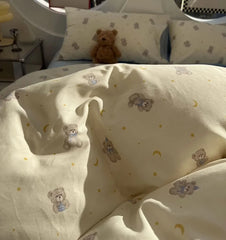 Cyflymder  Cute cartoon bear star moon bedding set kid 1.2 1.5 2.0,twin full queen lovely cotton home textile sheet pillow case quilt cover