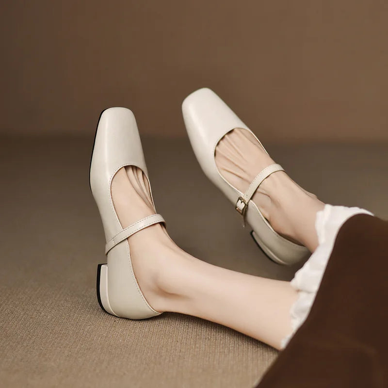 Cyflymder  Summer Shoes Ladies Low Heels Female Footwear Shallow Mouth Casual Sneaker Square Toe 2025 Dress Buckle Strap Leisure Spring Sol