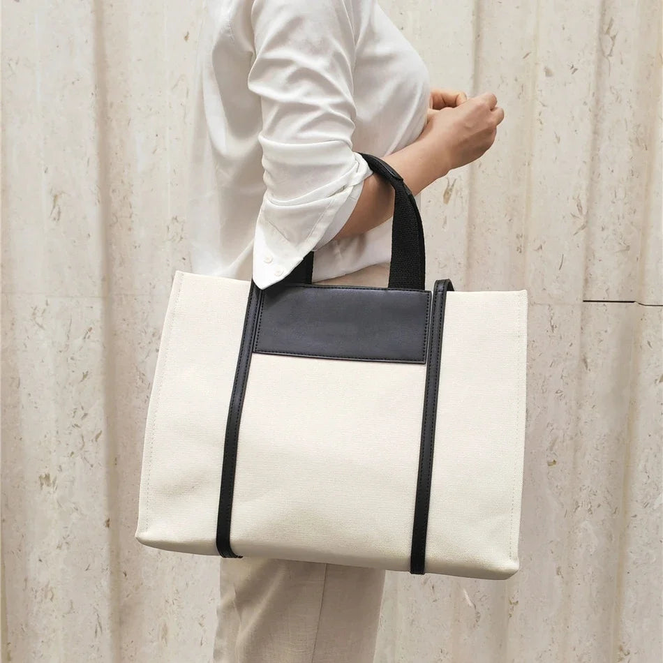 Cyflymder  Large Canvas Bag For Women Handbags Commuting big Tote Bag ladies Portable Business Briefcase female Shoulder Bags bolsas black