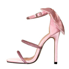 Cyflymder  Elegant Woman Wedding Party Prom Shoes Fashion Big Butterfly Knot Ankle Strap Sandals Ladies Crystal Rhinestone High Heels