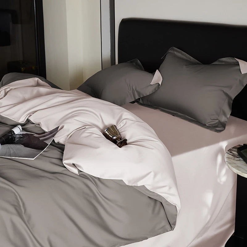 Cyflymder  Reversible Sateen Premium Bedding Set Silky Soft Long-Staple Cotton Single Double Super King Duvet Cover Bedsheet Pillowcases