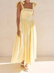 Cyflymder  Elegant Lace Off-Shoulder Maxi Dress with Ruffle Hem and Adjustable Straps for Wedding Evening Prom Cocktail Party