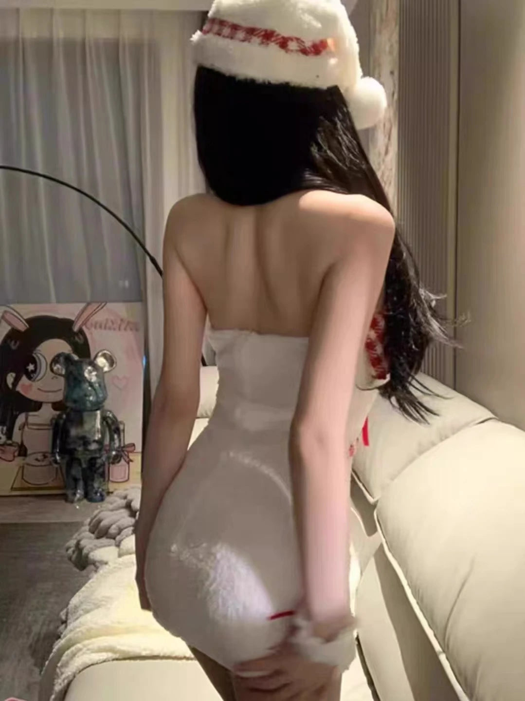 Cyflymder  Christmas Outfit Sexy Dress Santa Rudolph Cosplay Costume For Women Bodycon Dresses Pure Desire Party Performance Photoshooting