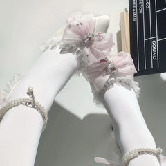 Cyflymder  white blue elegant woman heels lolita shoes y2k heels white heel lace Mary jane shoes women's wedding shoe bridal heels