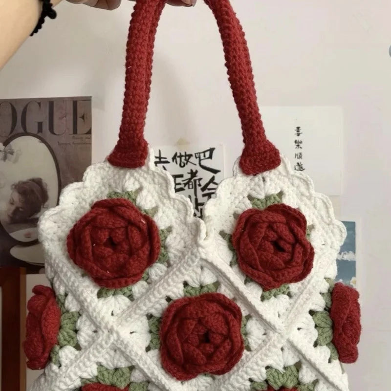 Cyflymder  Square Shoulder Bag Material Kit DIY Crochet Kit Woven Crossbody Purse For Women Teens Gift For Birthday Anniversary Romantic