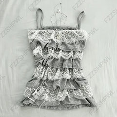 Cyflymder  Gothic Punk Y2K Women's Camisole Top Sexy Slim Fit Chic Fashion Lace-up Crop Tees Harajuku Aesthetics Kawaii Hotties Streetwear