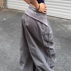 Cyflymder  Y2K Cargo Pants Women Streetwear Letter Diamond Baggy Sweatpants Harajuku White Wide Leg Joggers Summer Grunge Casual Trousers